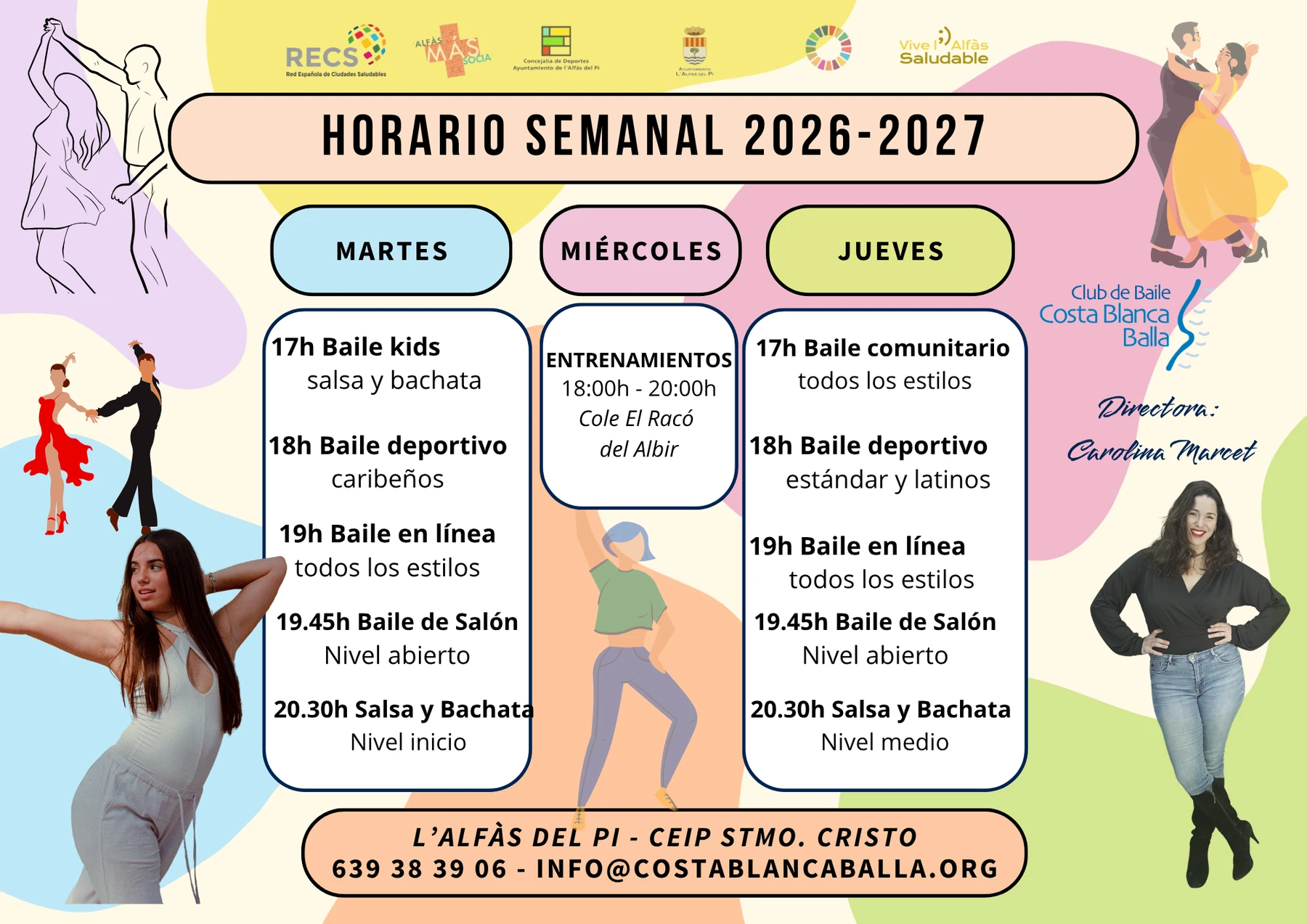 Horario semanal 2026-2027 Club de Baile Costa Blanca Balla
